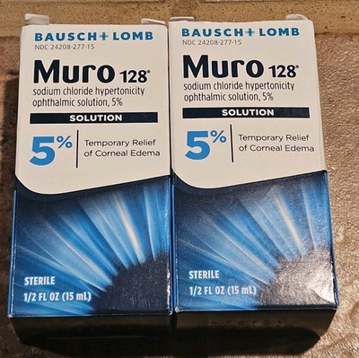 2x Pack, MURO 128 5% SOLUTION, 1/2 Oz 15mL Bausch + Lomb Free Shipping 11/26