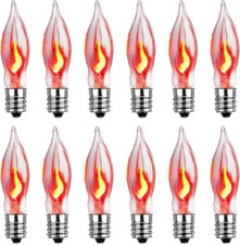 Christmas Flicker Flame Light Bulbs, 12 Pack C7 Crystal Clear Flickering Light B