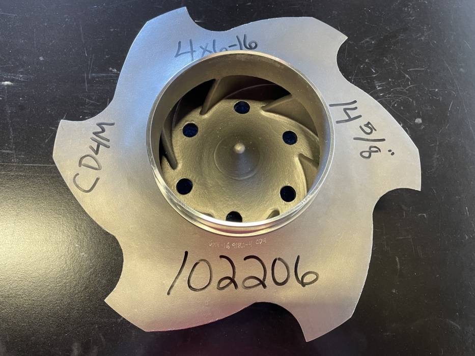 Flowserve Durco 3K 6x4-16 Impeller, CD4M, 14.625" dia, #MY51017A, #102206