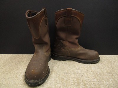 Carhartt Boots Men 8.5 Wide Brown Wellington Steel Safety Toe Waterproof CMP1270