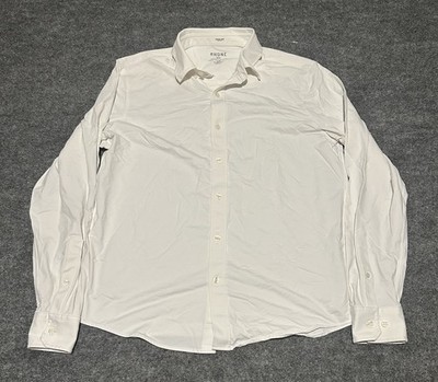 Rhone Men s M White Button Down Performance Shirt Stretch L/S Solid Classic Fit