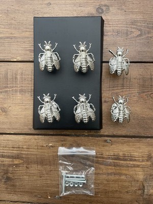 6 x Silber Biene Metall Schublade Schrank Zug Türgriff Knopf Möbelgriff LESEN
