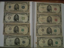 10 mix years $5 U.S.notes (1934-50-53-63-74-77-86-88)lot