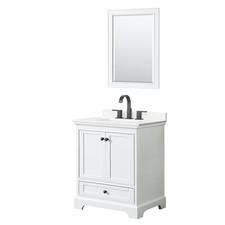 Wyndham Collection WCS202030S-QTZ-US3M24 Deborah 30" - White / White Quartz Top
