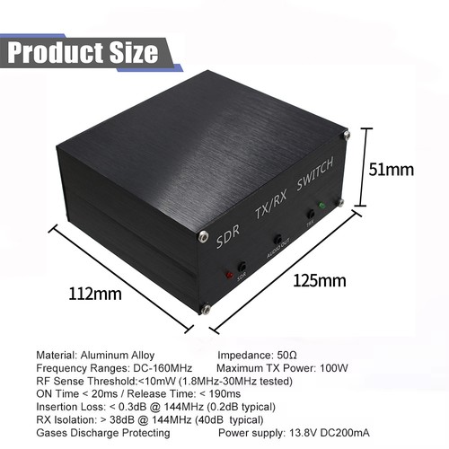 100W SDR Adapter Switch TX RX Switch Antenna Sharer TR Switch Box Kit DC-160MHz - Zdjęcie 11 z 12