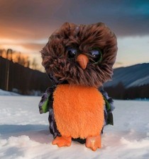 TY ty Beanie Boos Midnight The Owl  Orange Plush Stuffed Glitter Eyes EUC Toy 6"