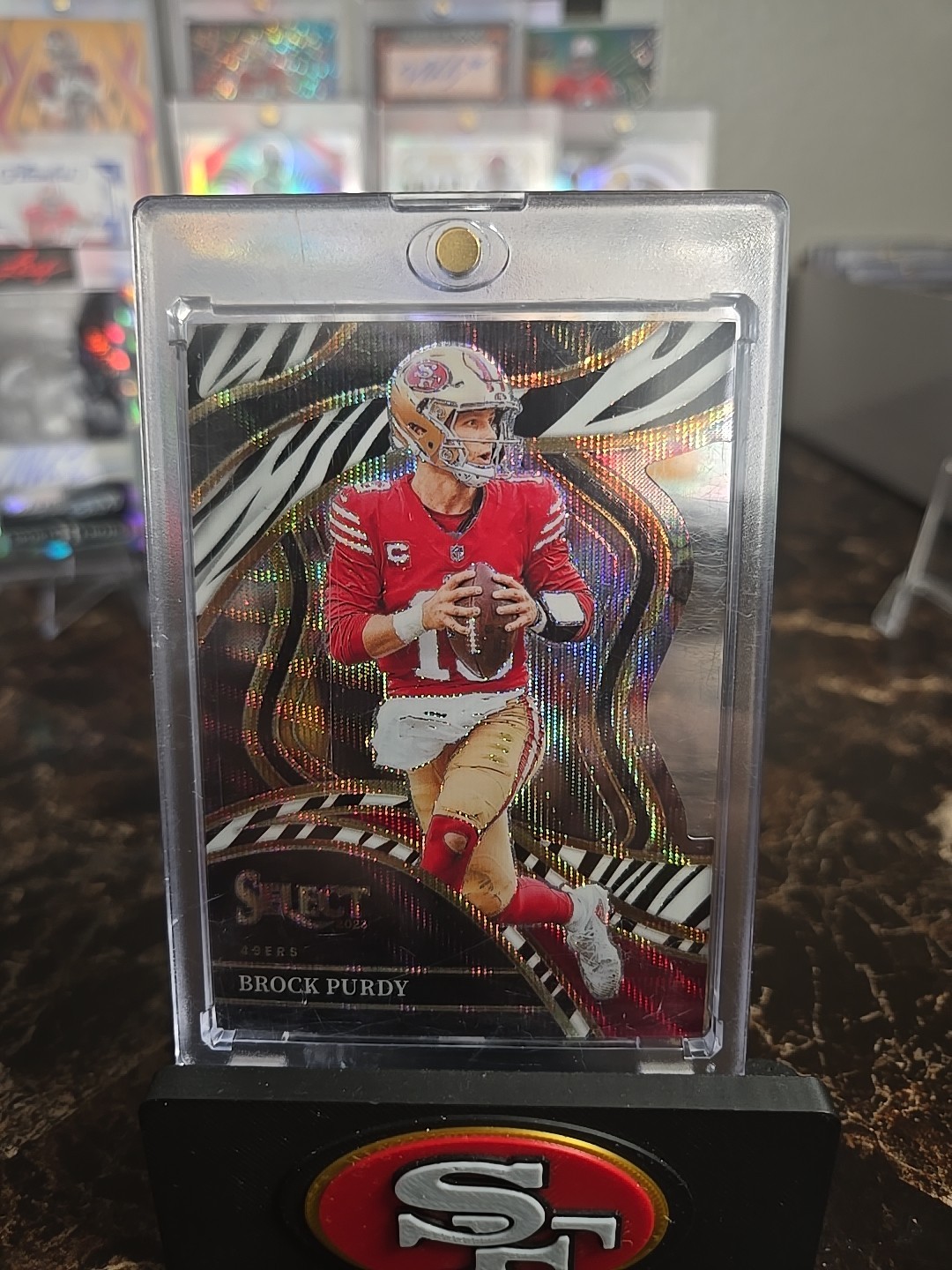 2023 Panini Select - Club Level Brock Purdy #293 Zebra Prizm Die Cut Case Hit