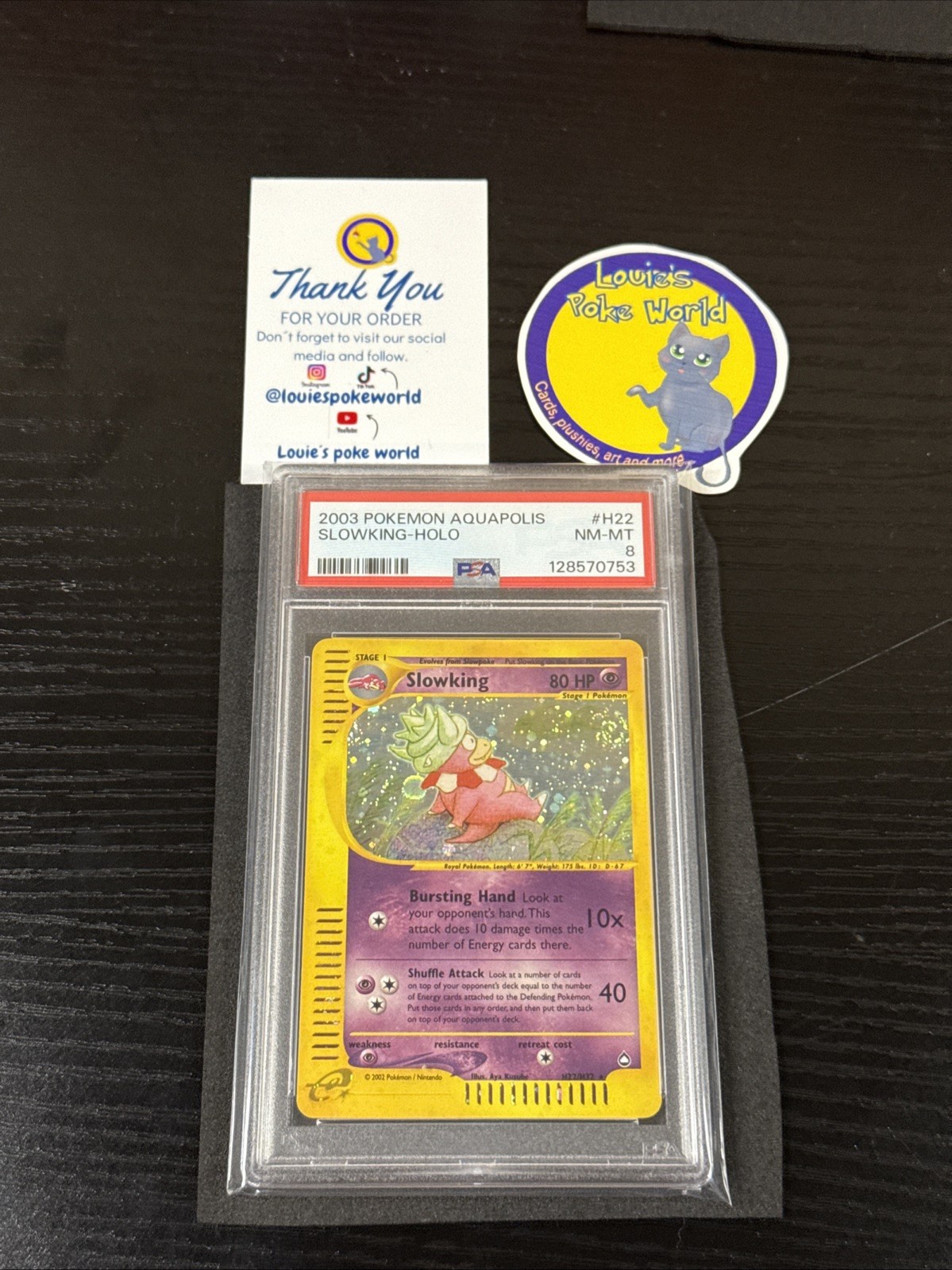 2003 Pokemon Aquapolis #H22 Slowking Holo - PSA 8 NM-MT - With SWIRL 🌀
