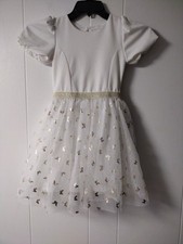 Btween Girls Ivory/Gold Butterfly Print Girls Dress Size 8