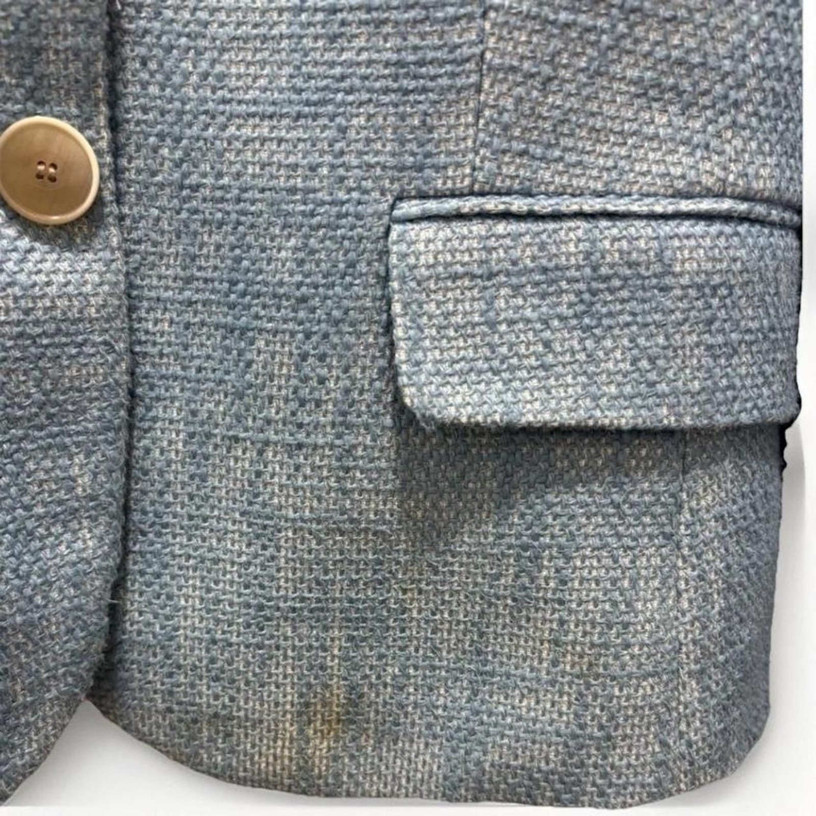 TALBOTS Light Blue Tweed Blazer Jacket Size 6 Lin… - image 4