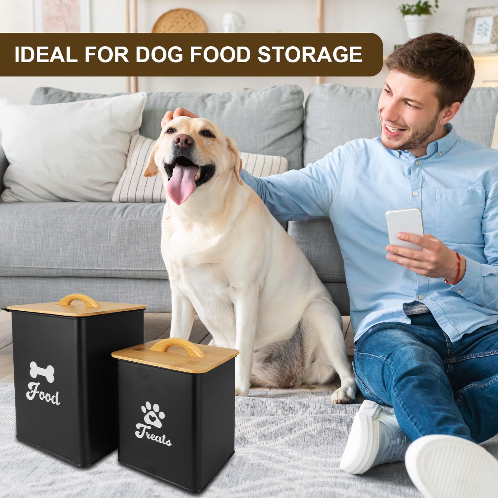 Dog Treat Container 2PCS, Dog Food Storage Container with Lids Airtight, Dog ...