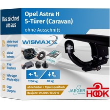 Anhängerkupplung für Opel Astra H Caravan mit REC 04-10 abnehmbar HOOK +13pol ES