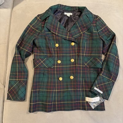 NWT - Pendleton - Double Breasted Tartan Plaid 100% Virgin Wool Jacket - Size 8