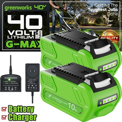 #ad 6AH 8AH 10Ah For Greenworks 40V G MAX Lithium Battery 29462 29252 29472 Charger $106.99