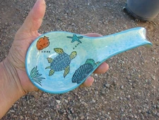 Ceramic Spoon Rest Coral Reef, Sea Turtle, Tropical Fish Coastal Theme New