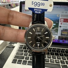 Seiko SUR881 Ladies Leather band Black Dial Quartz Watch