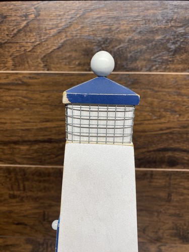 Unique 13” Wood Lighthouse Shaped Basket Storage Drawer Rustic Coastal Bathroom - Picture 6 of 12