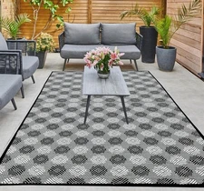 ARSUK Outdoor Patio Rug (5 x 3'3 x 4'11 (Rectangular), Black-white 