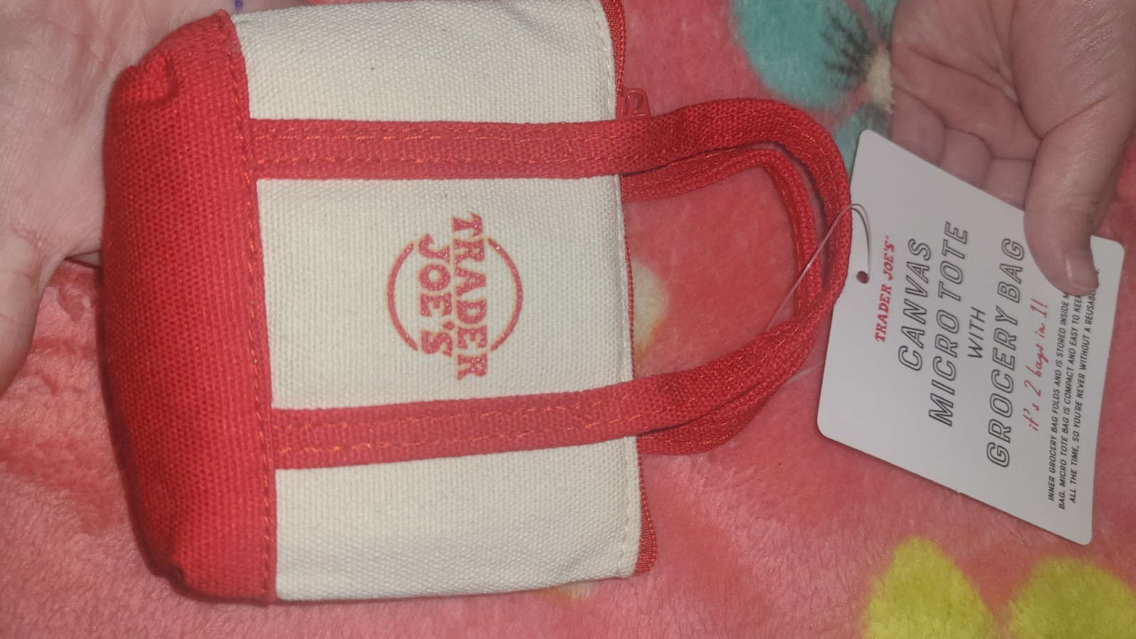 Trader Joe’s Canvas Mini mini Reusable Tote Bag Red Limited Edition New