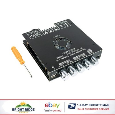 Bluetooth Audio Amplifier Board, 2.1 Channel Receiver with Treble & Bass Control