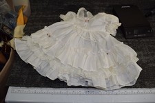 Christening Baptism Dress Girls 2T 24mo White Lace Trim Ruffled Wedding Formal