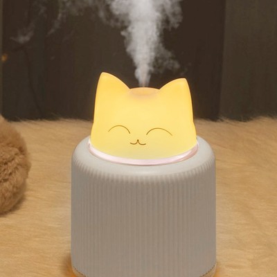 Mini -Luftbefeuchter Süße Katzenform USB 2 LED -Farben Zwei Nebelmodi Desktop