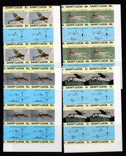 INVERTED CENTER - St Lucia FIGHTER AIRCRAFT Issue (Mint Never hinged)