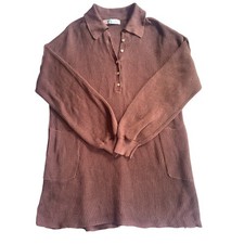 FP Beach Womens Brown Ribbed Knit Sweater Dress Long Sleeve Size Large