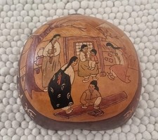 Handbemalter Deko-Kürbis – Asiatische traditionelle Szene- Vintage Volkskunst