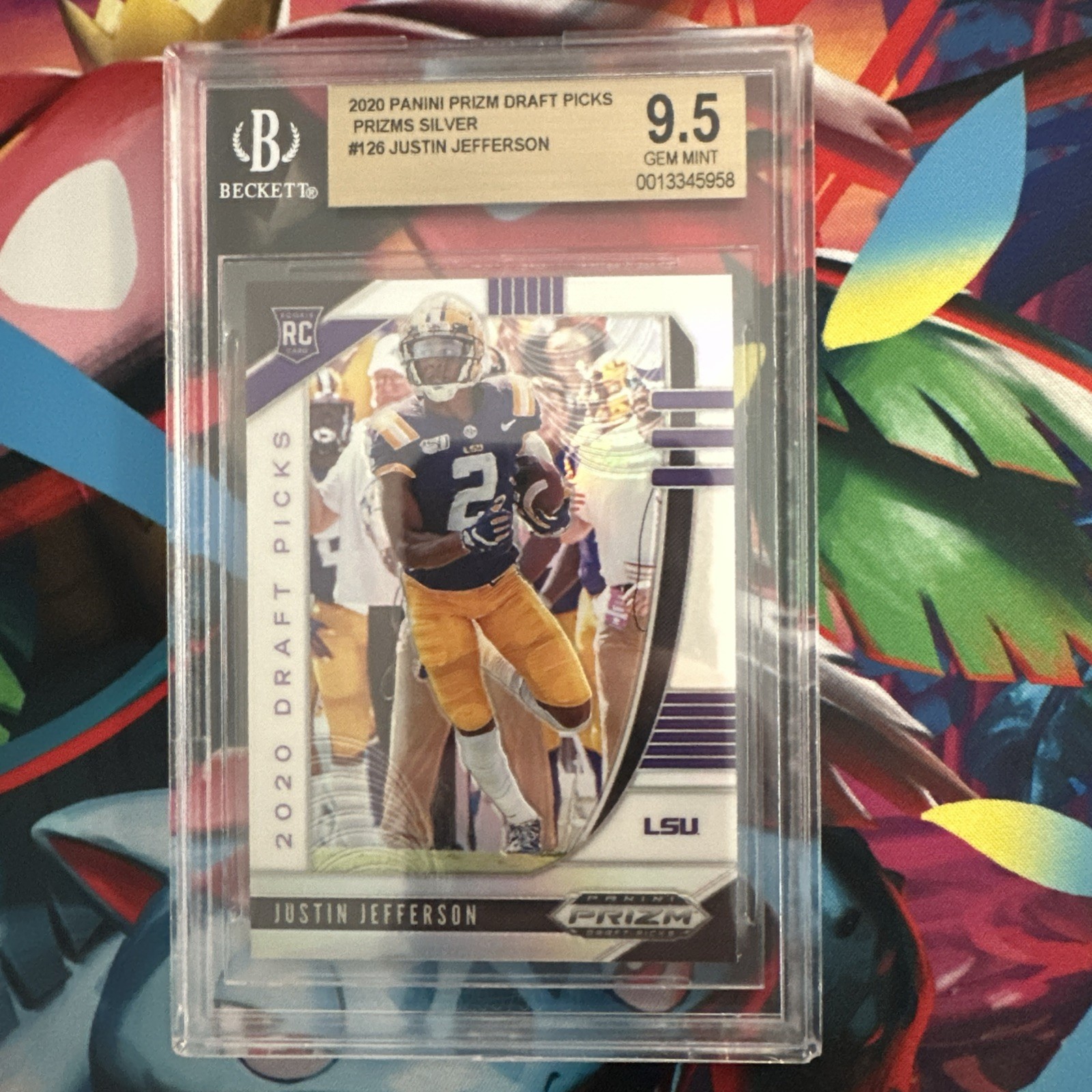 JUSTIN JEFFERSON 2020 PANINI PRIZM DRAFT PICK #126 SILVER PRIZM BECKETT 9.5 MINT