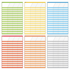 6 Pack Dry Erase Incentive Chart, 6 Multi-Color Tracking Chart for Chore/Respons