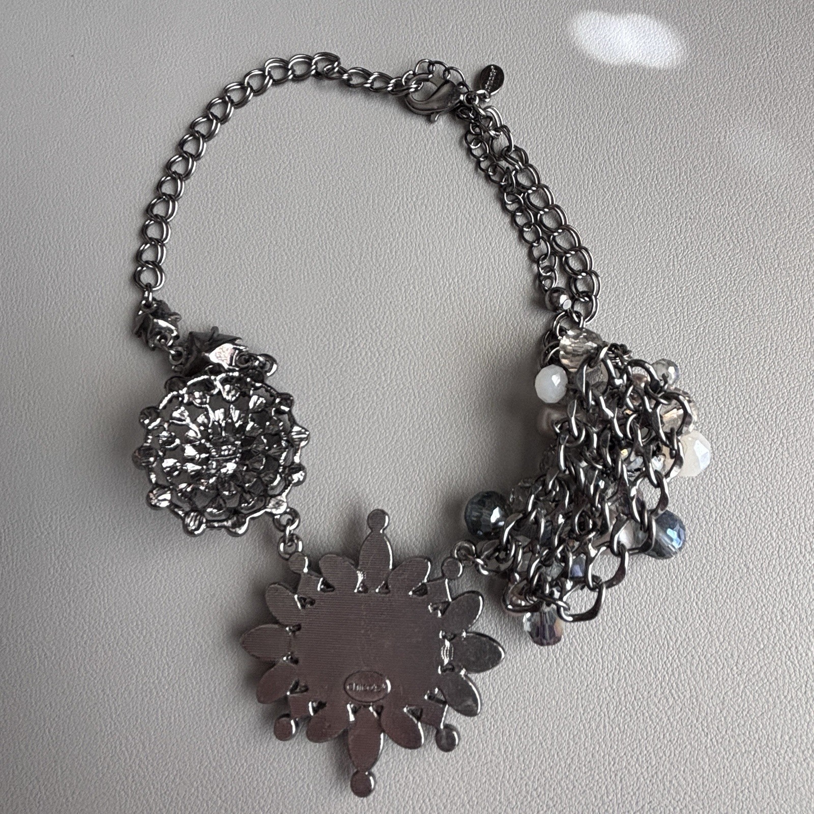 Chico's Beaded Rhinestone Chain Statement Necklac… - image 7