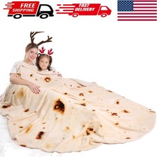 60-Inch Burrito Tortilla Blanket - Soft Flannel Funny Gift for All Ages
