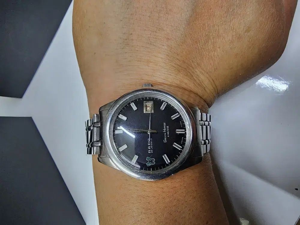 Rare RADO Green Horse King Size Black Dial Automatic Vintage Watch