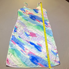 FOREVER 21 Women's Multicolor Abstract Satin Slip Dress V-Neck Mini L