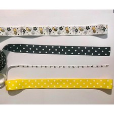 11 yards New Bumble Bee Polka Dot Grosgrain Ribbon Set-Black,Yellow,White -New