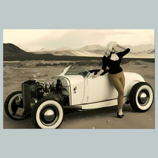 #0776 P -8X10 Pinup with Car Glossy Photo Fast-Secure Shipping