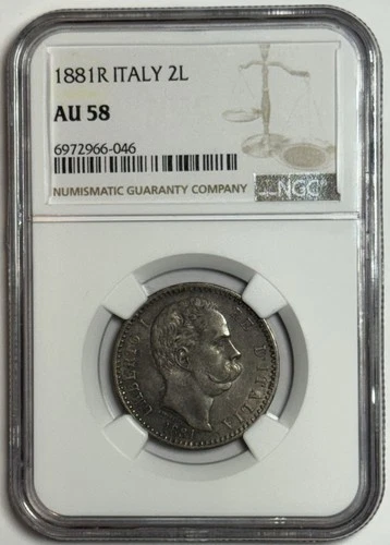 1881-R Italy Silver 2 Lire - NGC AU 58