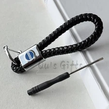 Volvo Logo Black Weave Calf Leather Keychain US Seller Free Shipping