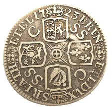 1723 King George I British Silver Shilling - South Sea Company "SSC" Issue (5.86