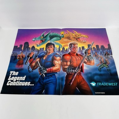Super Double Dragon and BattleToads Poster Tradewest 1992 Genuine Original Sega