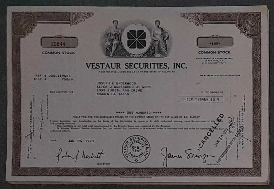 48 X Vestaur Securities, Inc. 1970er div. Nennwerte selten angeboten - Bild 1 von 1