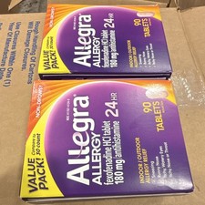 2x PACK Allegra  As Is  Non-Drowsy 24HR HCl 180 mg Allergy Relief 90 Tablets