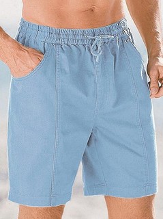 Herren Bermudas Hose Dehnbund Kurz Bleached Blau Gr. 48