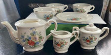Set/8 VTG Floral Miniature Porcelain Tea Set for Children Japan