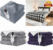 Electric Heated Flannel Sherpa Blanket 72x84 Dual Sided Full Size 6 Heat Setting