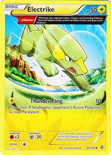 Electrike - 60/160 - Uncommon (Lp) Primal Clash - Lightning Pokémon