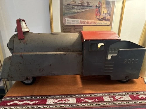 Vtg Antique Marx 3000 Ride On Train Engine Pressed Steel Locomotive 1930s