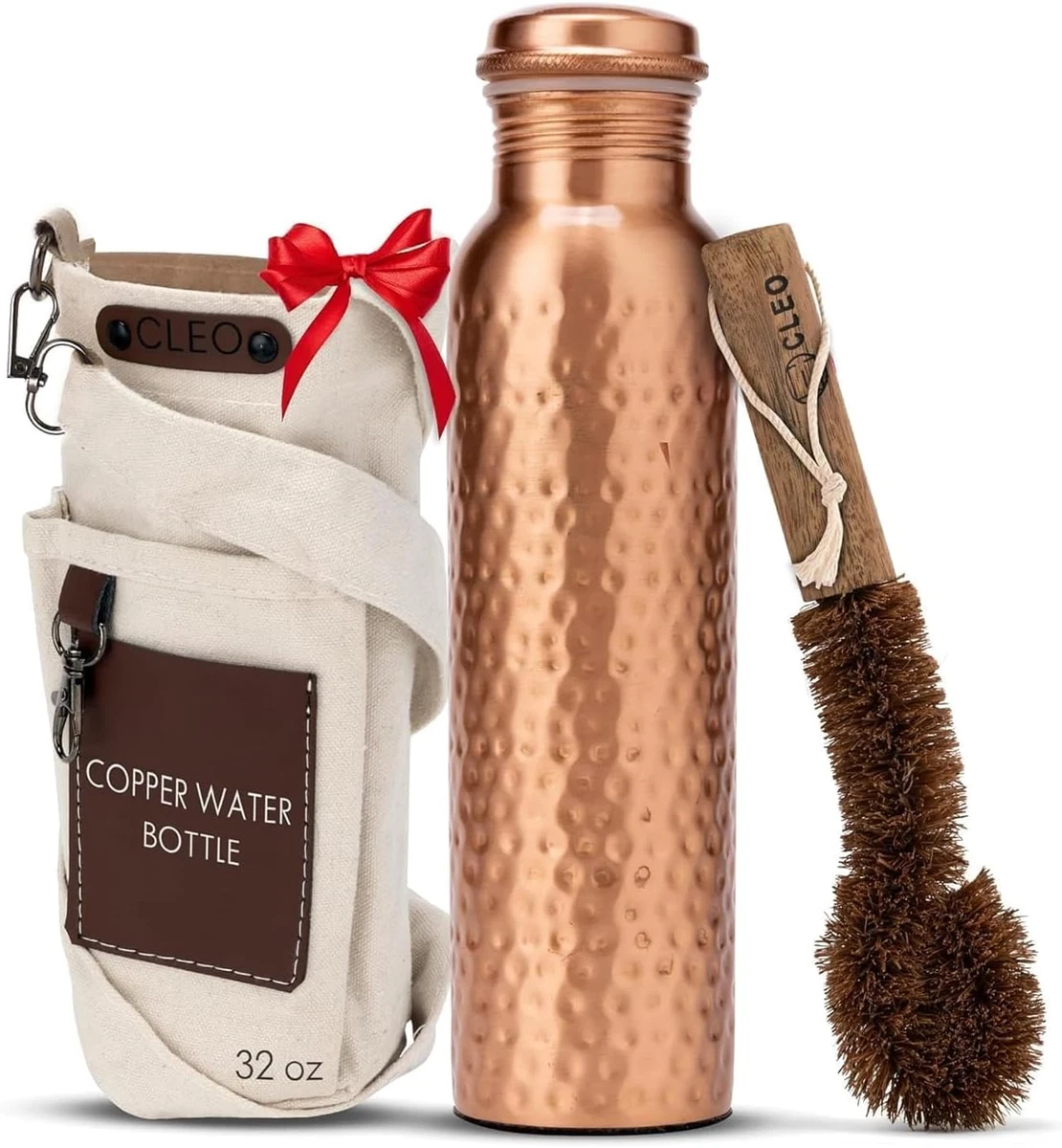 Bottiglia In Rame Puro 100% 950 Ml – Benefici Per Yoga E Ayurveda – Senza BPA E A Prova Di Perdite