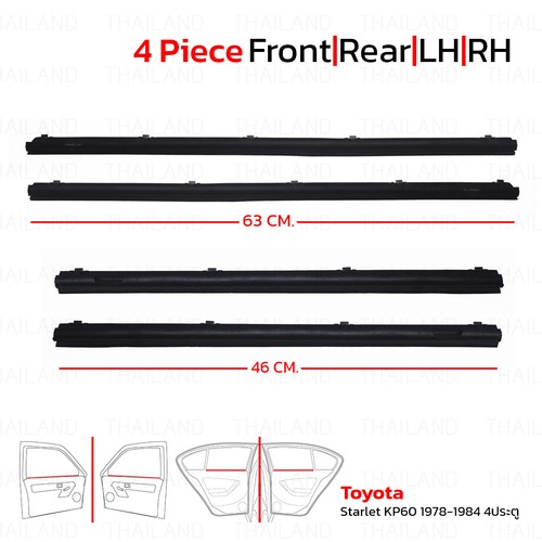 For Toyota Starlet KP60 4,5Dr 1978 84 Inner Weatherstrip Door Belt Set - Picture 3 of 9
